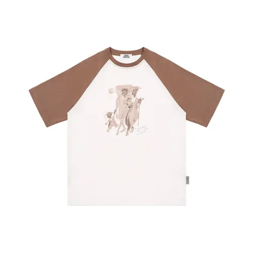 GANNI panelled logo hoodie White Brown