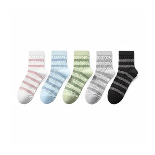H YXIANG Mid Calf Socks Unisex 5 Pack