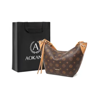 AOKANG PVC Shoulder Bag Croissant Bag Shoulder Bag Mini Women's Coffee/Ecru
