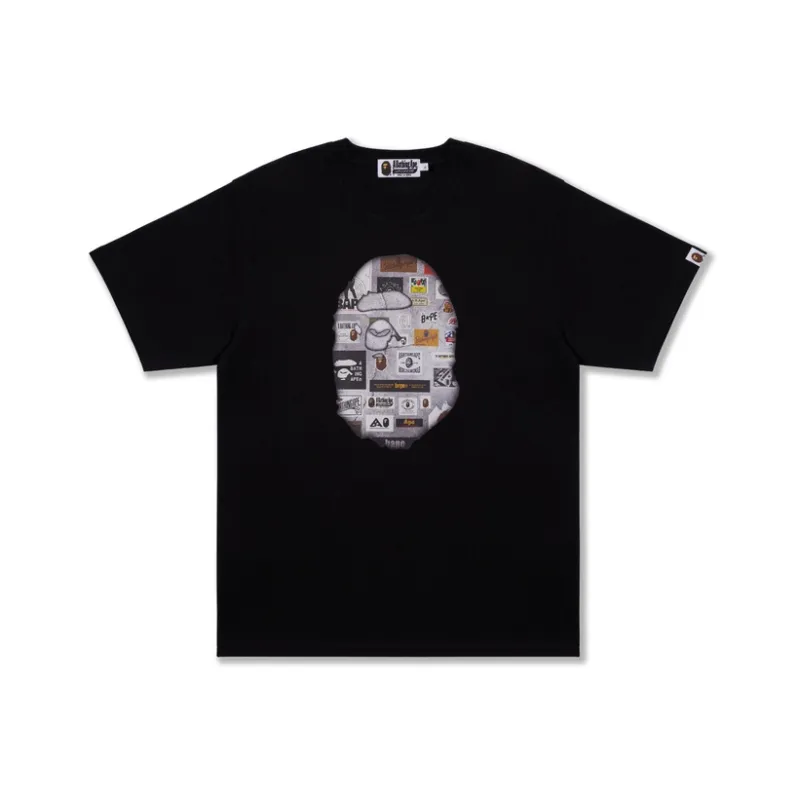 A BATHING APE Multi Logo Big Ape Head Relaxed Fit Tee-0