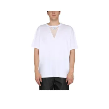 RAF SIMONS Fishnet panel Short sleeve T shirt