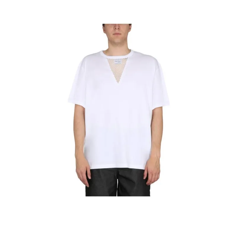 RAF SIMONS Fishnet panel Short sleeve T shirt-0