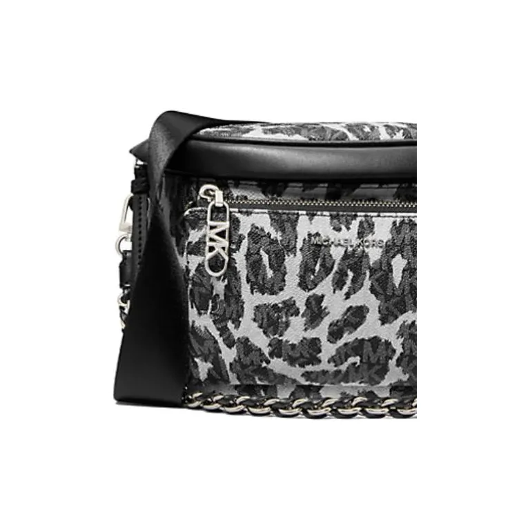 MICHAEL KORS Slater Canvas Crossbody Bag, Shoulder Bag Medium Size Women's Black & White-2