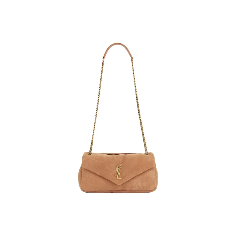 SAINT LAURENT Calypso Lambskin Shoulder Bag Medium Size Women's Khaki-1