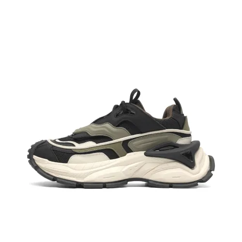 TRUMPPIPE Low Top Chunky Sneakers Men's Black Green
