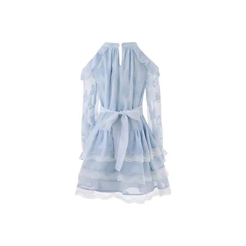 ZCDECO Long Sleeved Dress Women's Blue-1