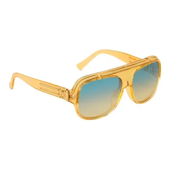LOUIS VUITTON Metal Parts Square Sunglasses Men's Gold