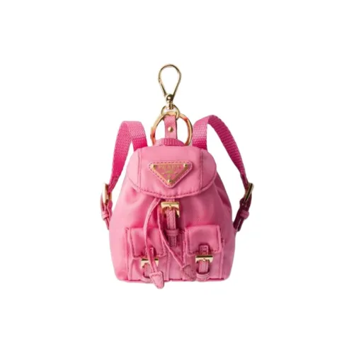 PRADA Recycled Nylon Enamel Metal Keychains Women's Pink