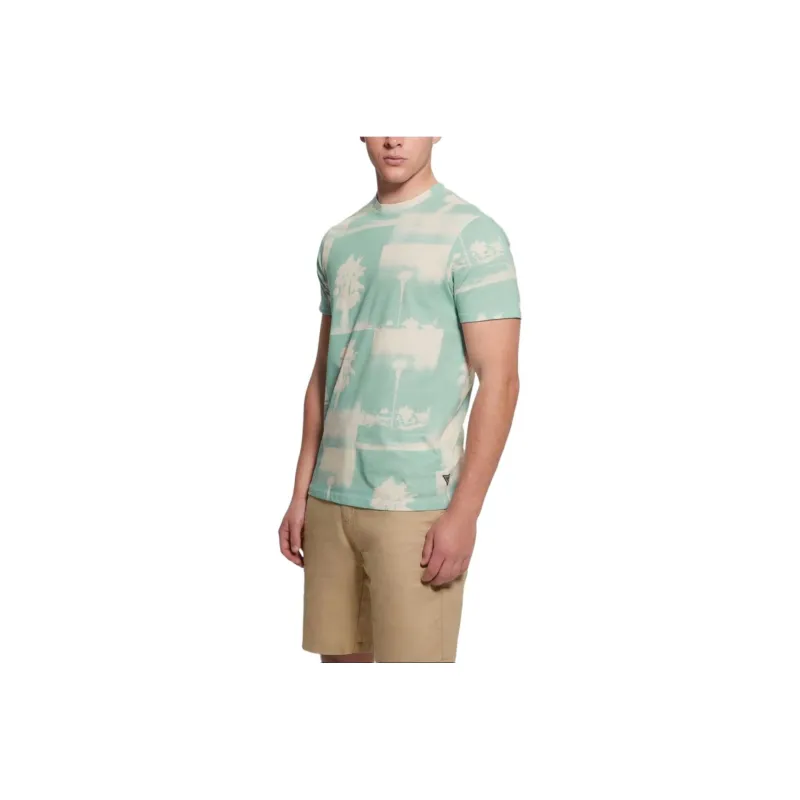 GUESS Eco Basic La Palms Tree Tee T-Shirt Men's Green-0