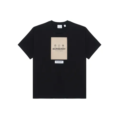 Burberry Men Label Applique Cotton Oversized T Shirt Black