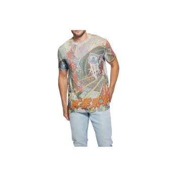 GUESS Collage Burnout Tee T-Shirt Men's Multicolor