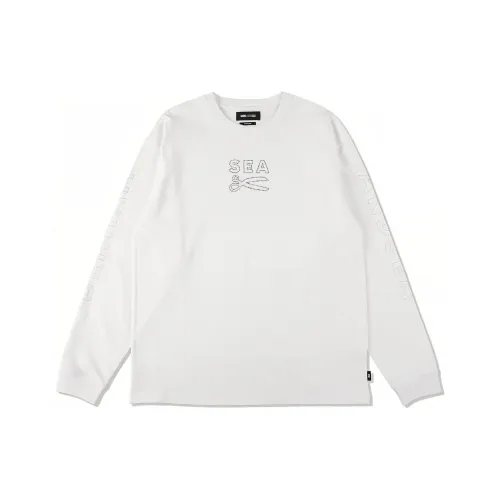 DENHAM × 바람 AND SEA SS23 협업 시리즈 화이트 남녀공용 티셔츠