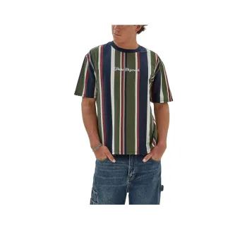 GUESS Originals Eco Vertical Stripe Tee T Shirt Men's Green