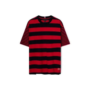 Tommy Hilfiger T Shirts Men Red Black Stripes/0EV