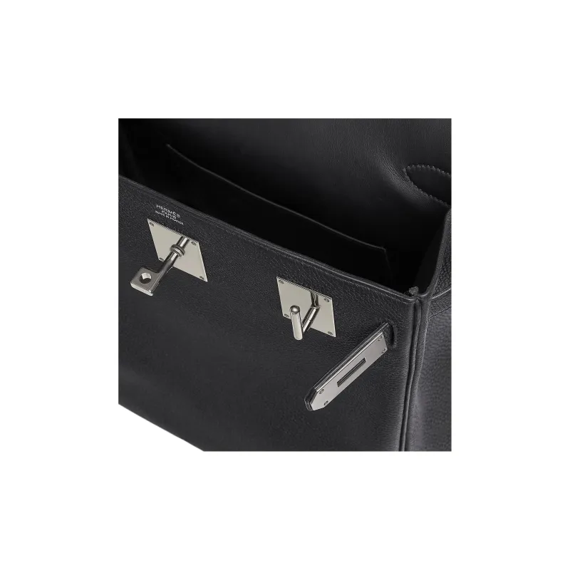HERMES Hac A Dos Togo Calfskin Crossbody One Shoulder Sling Bags Large Size Unisex 3Y Caban Black Cloth Color-4