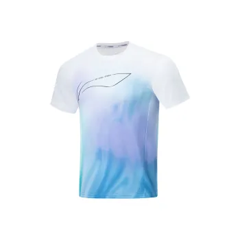 LINING Running Collection T Shirts Men Pure Gold Blue Harmony Blue Soft Lavender Full Bottom Print