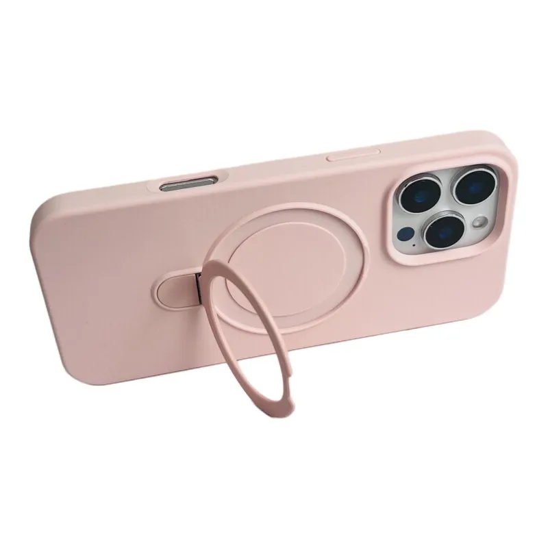 Sopi Silicone Material Solid Color Magnetic Stand Phone Cases Compatible With IPhone 16/15 Pro Max/Apple 13/14 Pro/Max-39