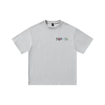 Duamin Drop Shoulder Sleeve T-Shirt Unisex Light Gray