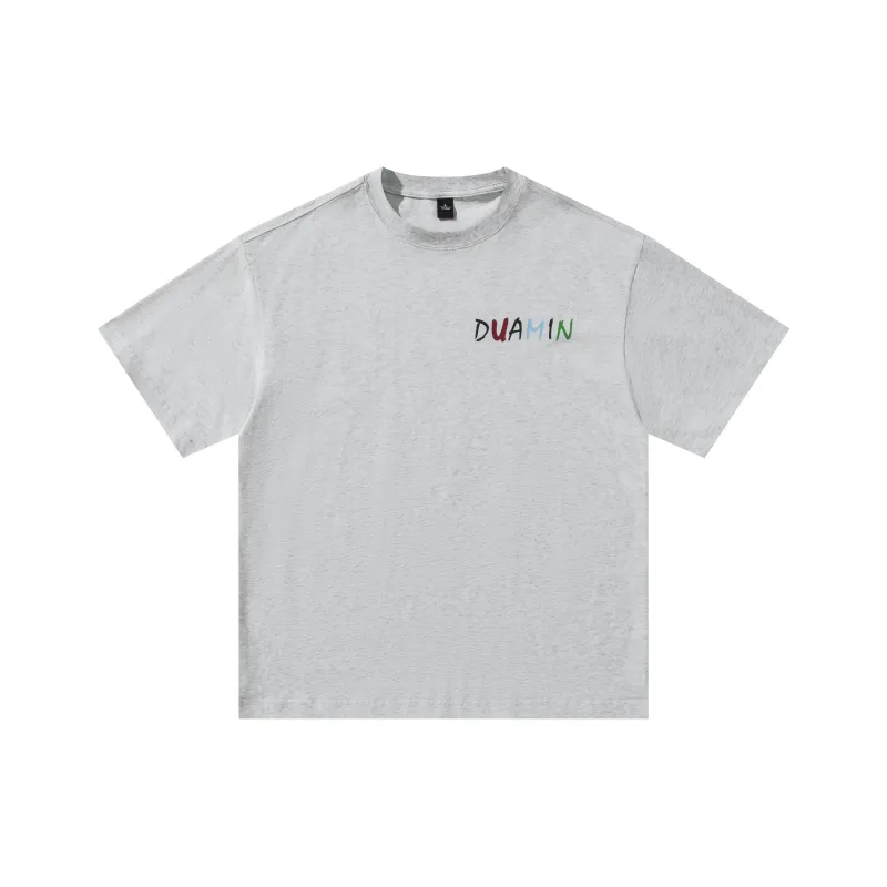 Duamin Drop Shoulder Sleeve T Shirt Unisex Light Gray-0