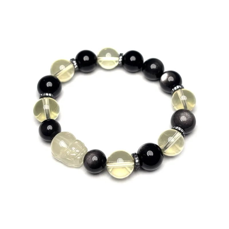 MOUNTAINS AND MANS Obsidian Luxury New Chinese Style Good Luck Beaded Bracelet Unisex-4