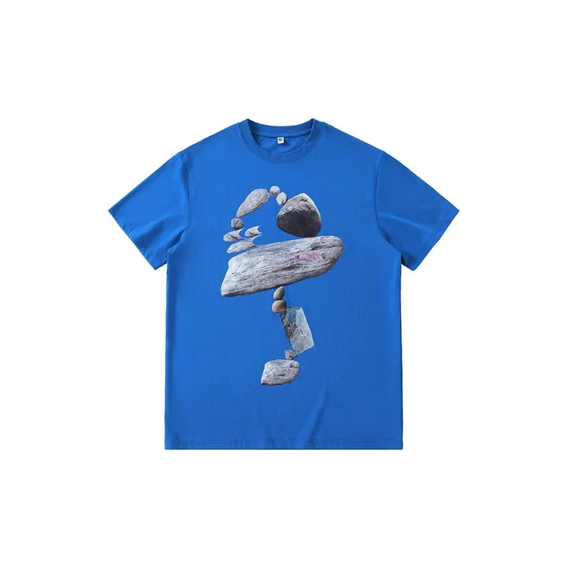 Crying Center Drop Shoulder Sleeve T Shirt Unisex Blue-0