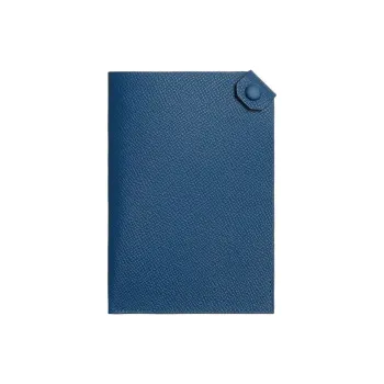 HERMES Tarmac Epsom Leather Passport Holder Unisex Blue Tie