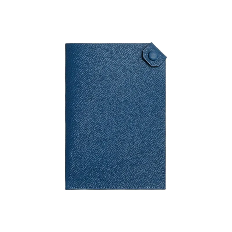 HERMES Tarmac Epsom Leather Passport Holder Unisex Blue Tie-0