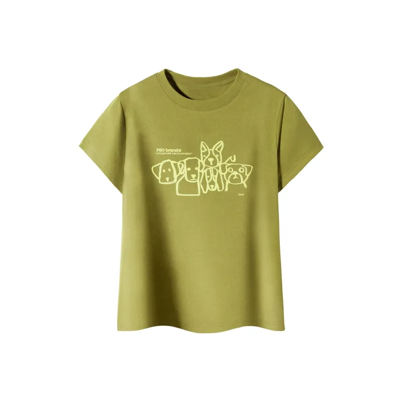 PSO Brand Puppy Series Trendy Brand Trendy Drop Shoulder Top Short Sleeved T Shirts Unisex-44