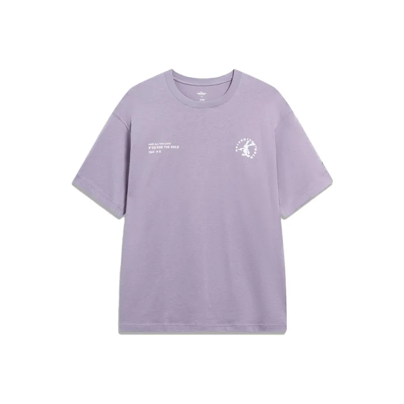 LiNing x DISHINI Disney T Shirt Unisex Smoky Gray Mauve-0