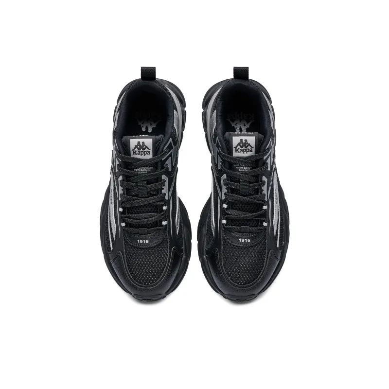 Kappa Anti Slip Wear Resistant Low Top Running Shoes Unisex Black Silver-3