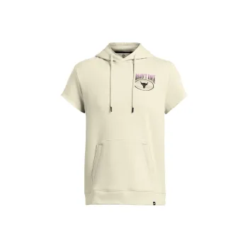 Under Armour Project Rock Q1 SS Ess Fleece Hdy T Shirt Men's Cream