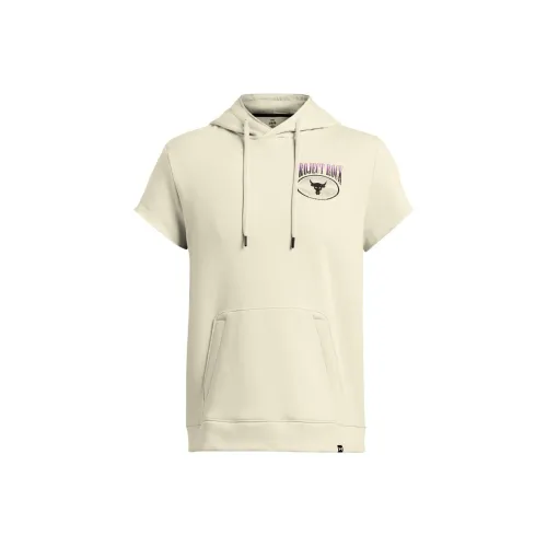 Under Armour Project Rock Q1 SS Ess Fleece Hdy T Shirt Men's Cream