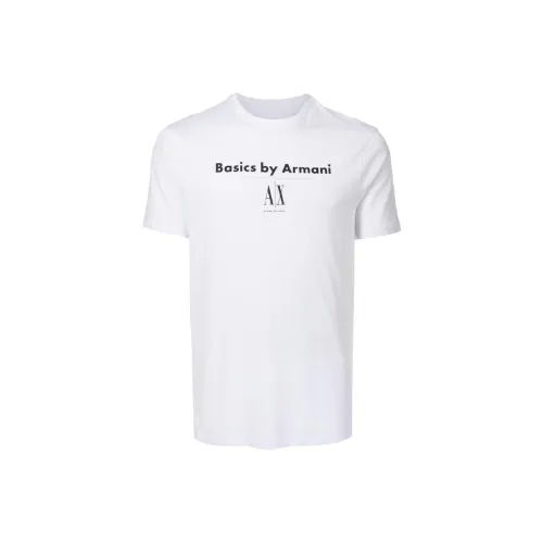 ARMANI EXCHANGEAE Solid Color Logo Print Straight Fit Short Sleeved T Shirt Men's White