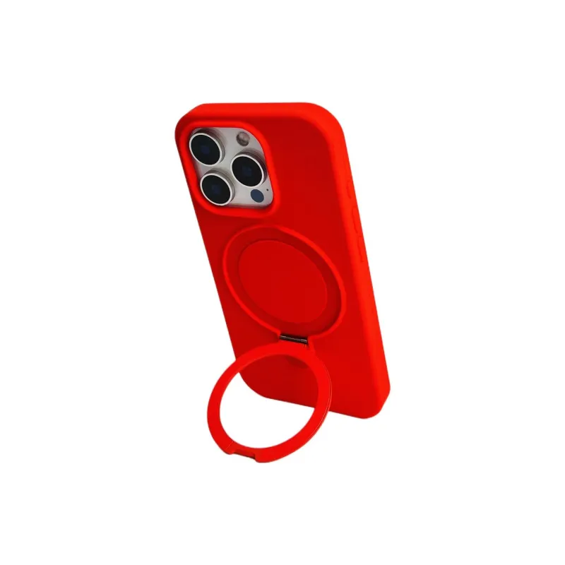 Sopi Silicone Material Solid Color Magnetic Stand Phone Cases Compatible With IPhone 16/15 Pro Max/Apple 13/14 Pro/Max-58