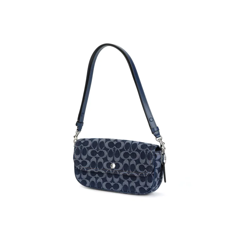 COACH Brook Flap Fabric Handbag, Shoulder Bag Women's Blue-1