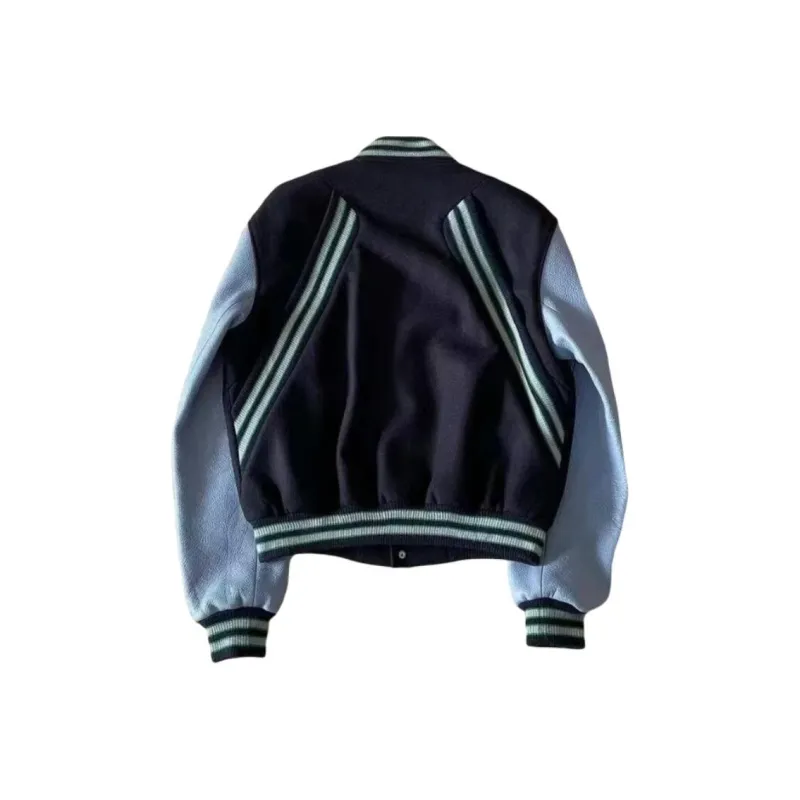 WELTER EXPERIMENT Baseball Jacket Unisex Navy Blue-1