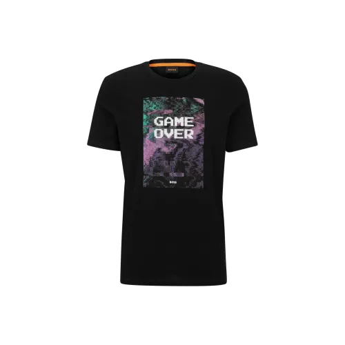HUGO BOSS Relaxed Fit T Shirt In Cotton With Seasonal Artwork T Shirt Men's Black