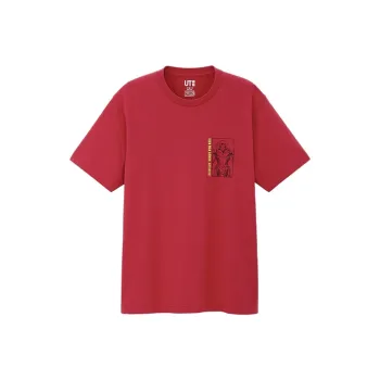 UNIQLO T Shirts Unisex Rose Red
