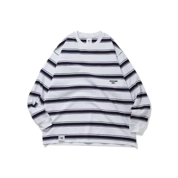 RESTICK Drop Shoulder Sleeve Stripes Long Sleeved T Shirt Unisex