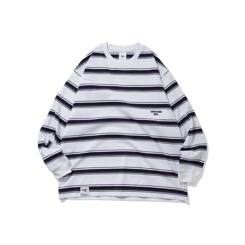RESTICK Drop Shoulder Sleeve Stripes Long Sleeved T Shirt Unisex-0