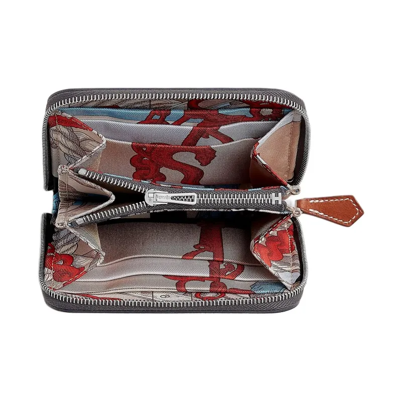 HERMES Silk'In Evercolor & Barenia Calfskin Wallet Regular Women's Slate & Powder & Light Gray-1
