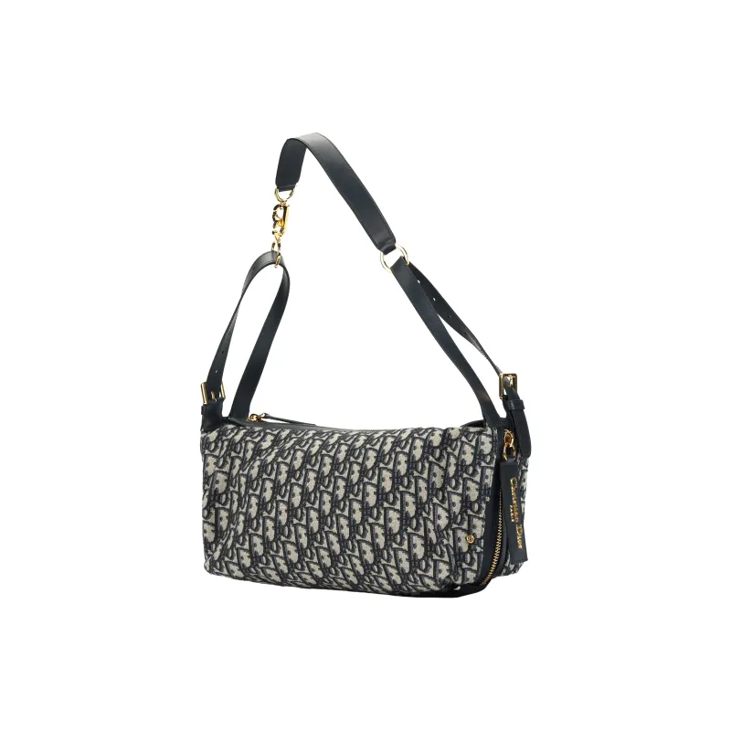 DIOR Cotton Shoulder Bag Small Size Women's Blue-1