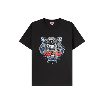 KENZO FW23 Tiger Head Logo Printed T Shirt Men's Black