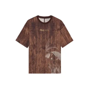 Disney X LINING T Shirts Men Umber Wood Grain All Over Print