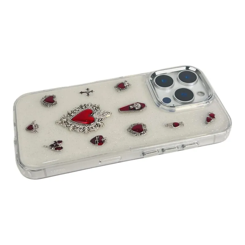 Sopi Acrylic Material 3D Effect Dark Red Gemstone Phone Cases Compatible With IPhone 16/15 Pro Max/Apple 13/14 Pro/Max-3