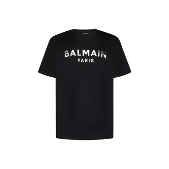 BALMAIN Logo Printed Crewneck T Shirt