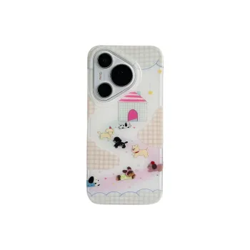Sopi Acrylic Material Plaid House Home Puppy Phone Cases Compatibility  Huawei Mate 70/60/50 Pro/Pura 70/70 Pro+