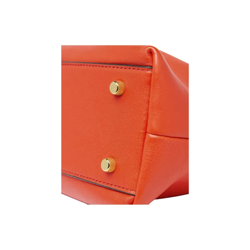 VERSACE Tag Lambskin Crescent Bag, Shoulder Bag, Crossbody Bag, Handbag Women's Orange-4