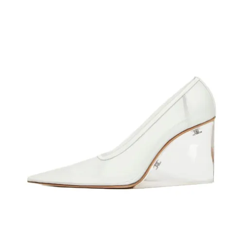 MaxMara Runway Wedge Heel High Heels 9cm Women's White