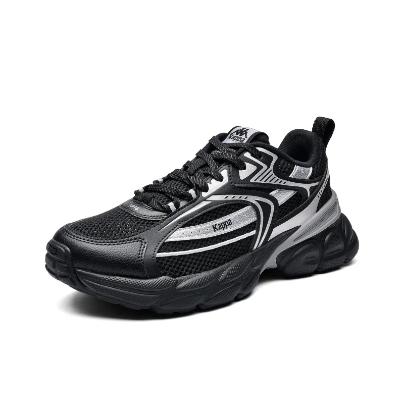 Kappa Anti Slip Wear Resistant Low Top Running Shoes Unisex Black Silver-2